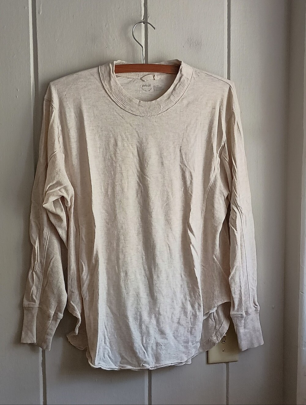 Aerie Beige Long Sleeve Boyfriend Tee